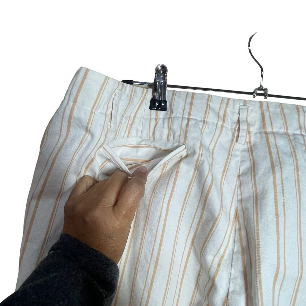 Brooks Brothers‎ Women's Sz 16 Stretch Cropped Ankle Pants White Tan Striped - Picture 4 of 10